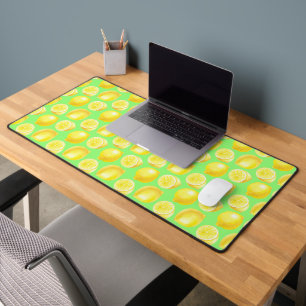Watercolor lemons pattern desk mat