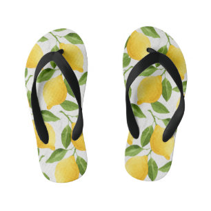 Watercolor lemons pattern kid's jandals