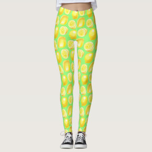 Watercolor lemons pattern leggings
