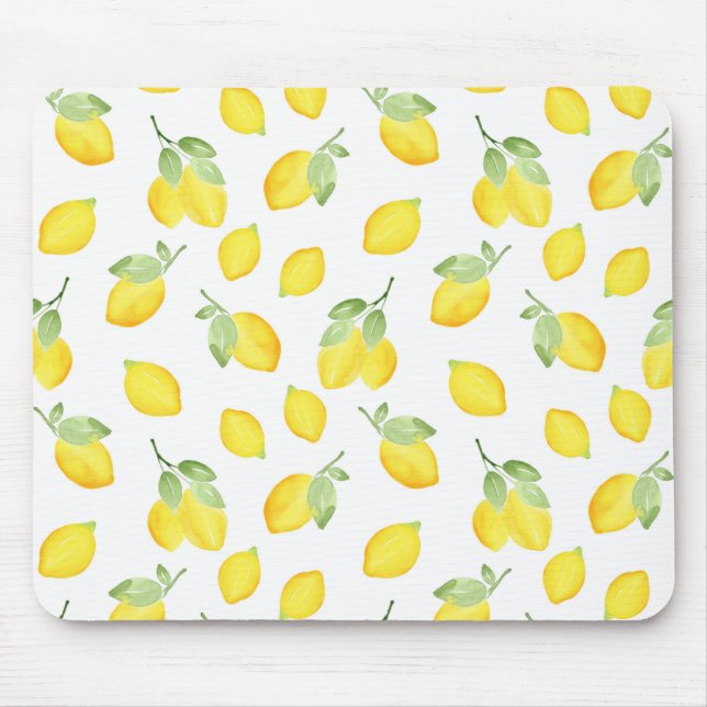 Watercolor Lemons Pattern Mouse Pad (Front)