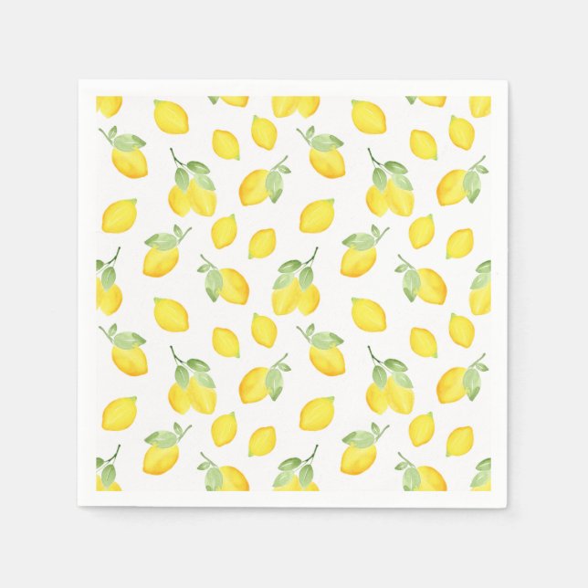 Watercolor Lemons Pattern Napkin (Front)