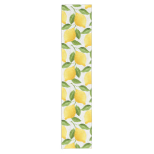 Watercolor lemons pattern short table runner