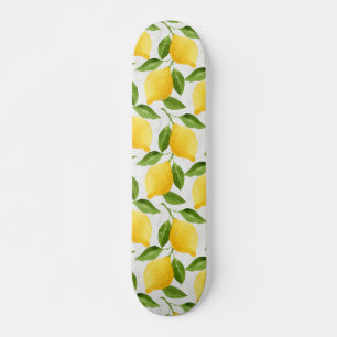 Watercolor lemons pattern skateboard