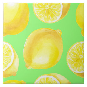 Watercolor lemons pattern tile
