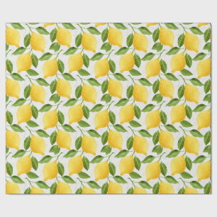 Watercolor lemons pattern wrapping paper