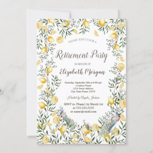 Watercolor Lemons Peacocks  Invitation