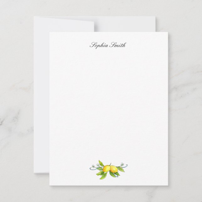Watercolor Lemons  Personalised flat Thank You Card (Front)