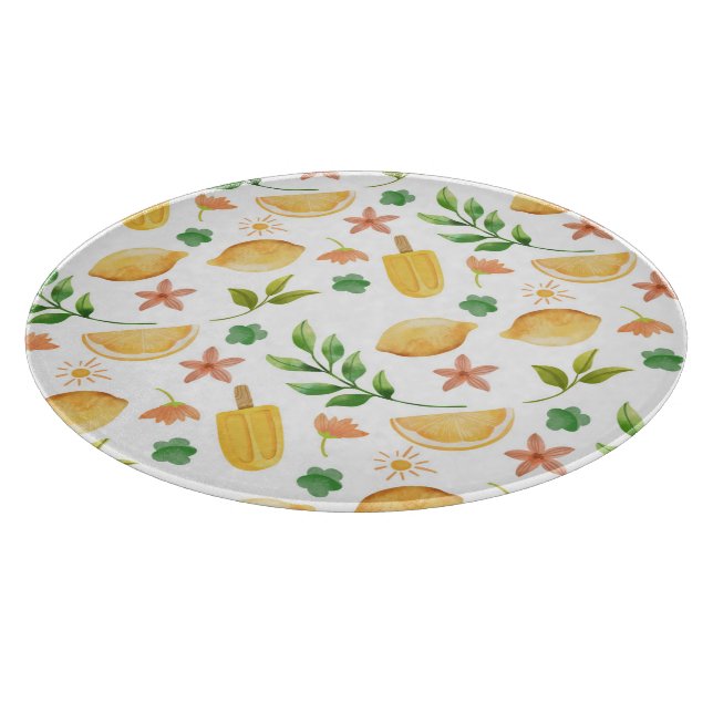 Watercolor Lemons & Popsicles Cutting Board (Corner)
