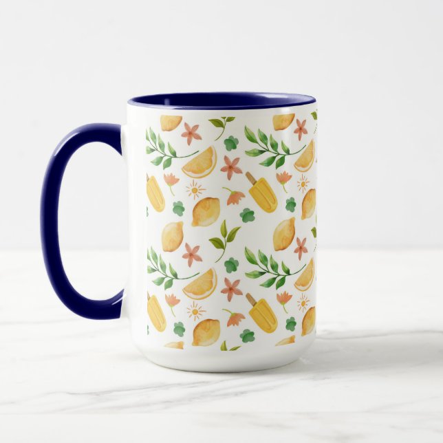 Watercolor Lemons & Popsicles Mug – Summer Citrus  (Left)
