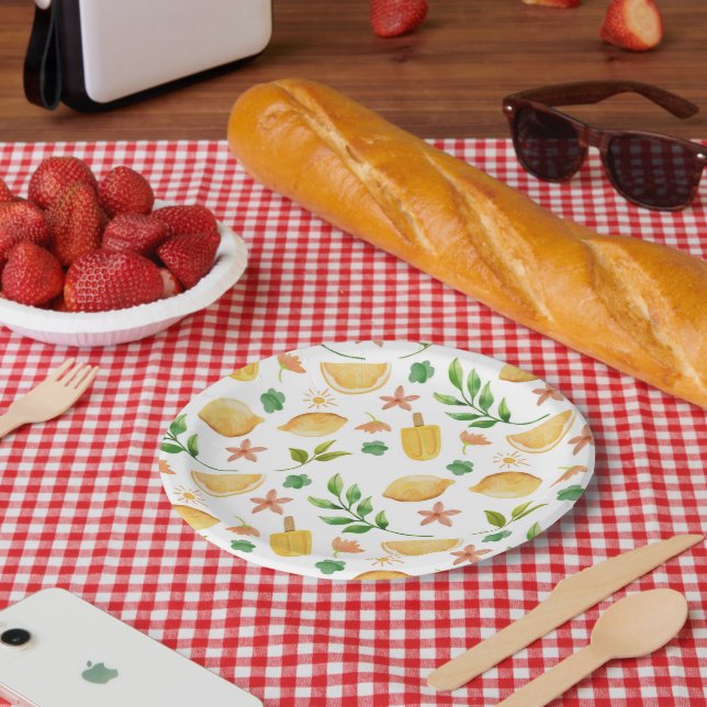 Watercolor Lemons & Popsicles Paper Plates  (Picnic)