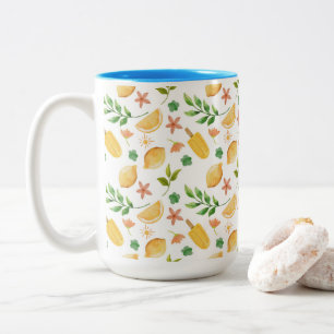 Watercolor Lemons & Popsicles Two-Tone Coffee Mug