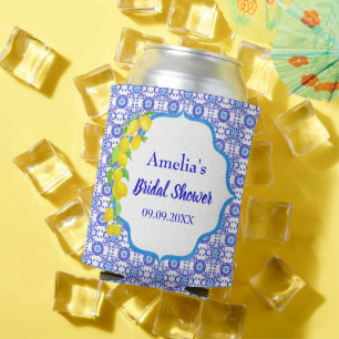Watercolor Lemons Positano Amalfi Tile Bridal Can Cooler