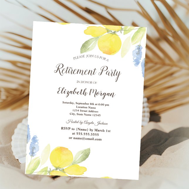 Watercolor Lemons Retirement  Invitation (Creator Uploaded)