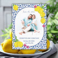WATERCOLOR LEMONS SAVE THE DATE POSTCARD