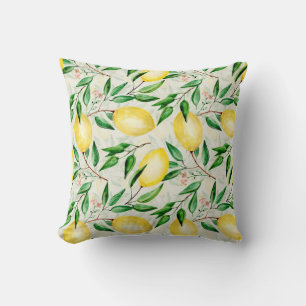 Watercolor lemons, seamless fruit pattern. cushion