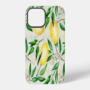Watercolor lemons, seamless fruit pattern. iPhone 12 case