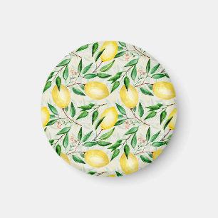 Watercolor lemons, seamless fruit pattern. magnet