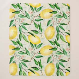 Watercolor lemons, seamless fruit pattern. sherpa blanket