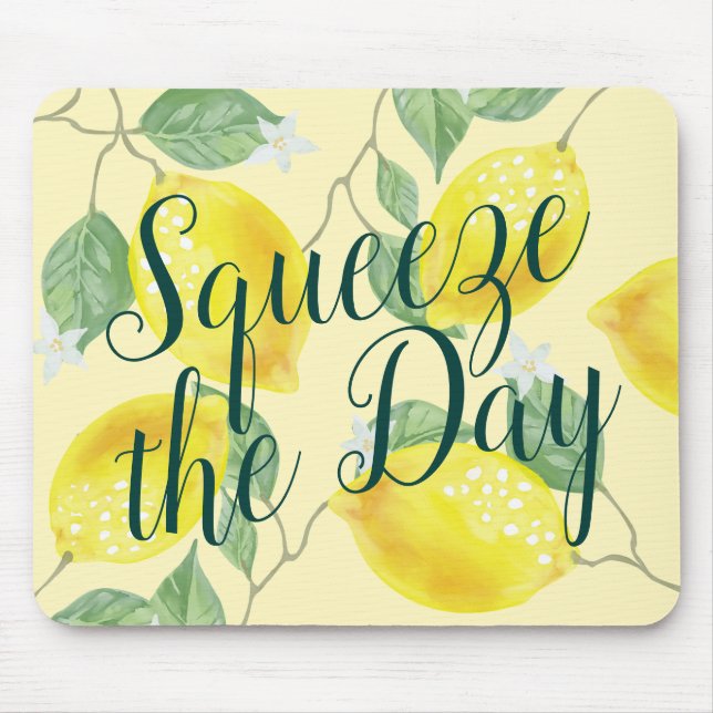 Watercolor Lemons Squeeze the Day Mouse Pad (Front)