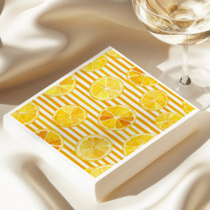Watercolor Lemons & Stripes Napkin