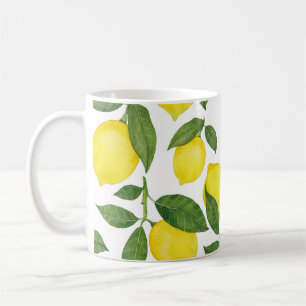 Watercolor Lemons: Summer Fruit Pattern Coffee Mug