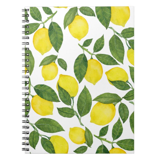 Watercolor Lemons: Summer Fruit Pattern Notebook (Front)