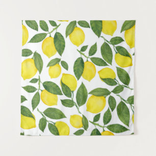 Watercolor Lemons: Summer Fruit Pattern Tapestry