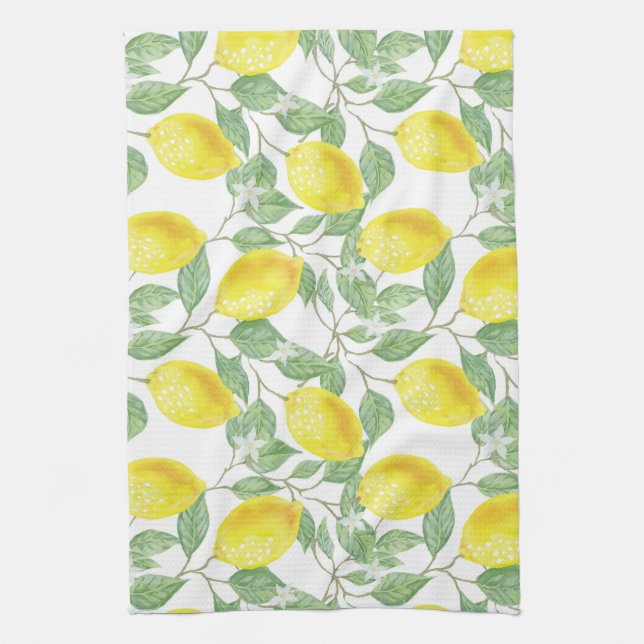 Watercolor Lemons Tea Towel (Vertical)