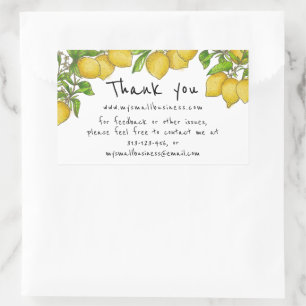 Watercolor lemons thank you business information rectangular sticker