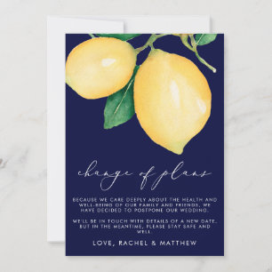 Watercolor Lemons Wedding Change of Plans Announcement