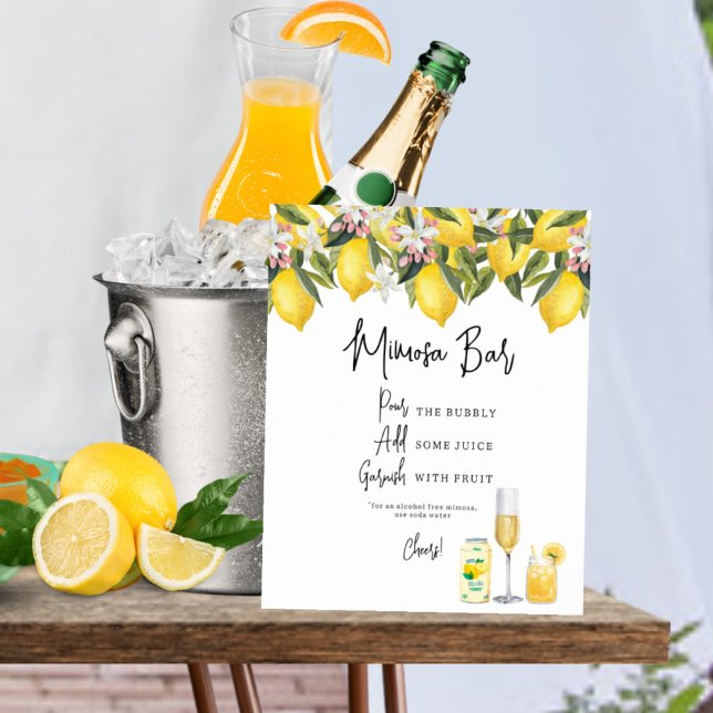Watercolor Lemons Wedding Shower Mimosa Bar Sign (Creator Uploaded)
