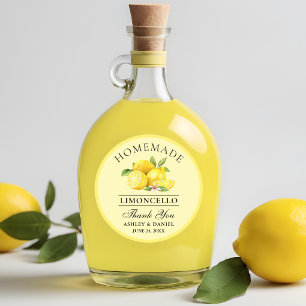 Watercolor Lemons Wedding Thanks Limoncello Yellow Classic Round Sticker