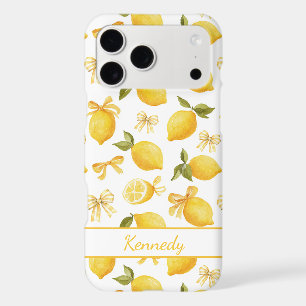 Watercolor Lemons With Coquette Bows Monogrammed