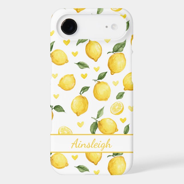 Watercolor Lemons With Hearts Monogrammed (Back)