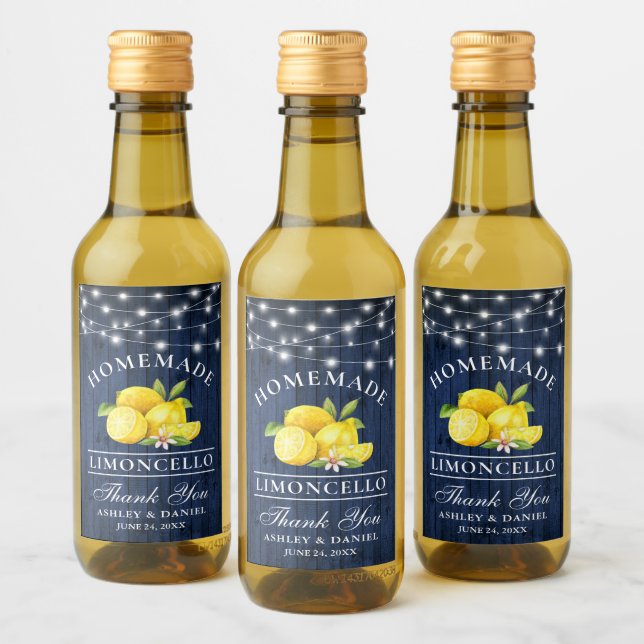 Watercolor Lemons Wood Lights Mini Bottle Label (Bottles)