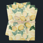 Watercolor Lemons Wrapping Paper Sheet<br><div class="desc">Elegant watercolor lemons and greenery on a pale yellow background,  these sheets of wrapping paper are fun for gift giving for any occasion. MATCHING items in our store.</div>