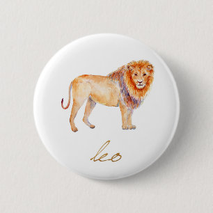 Watercolor Leo Lion 6 Cm Round Badge