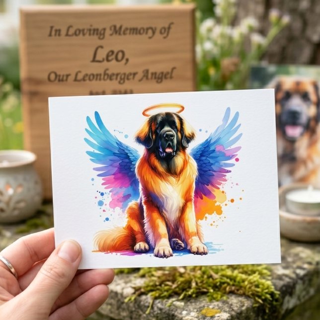 Watercolor Leonberger Dog Angel Postcard (leonberger angel postcard)