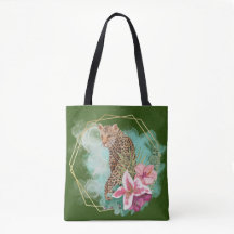 Watercolor Leopard and Tropical Frame 