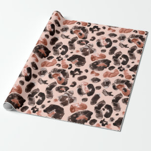 Watercolor leopard animal print pattern wrapping paper