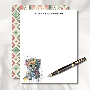Watercolor Leopard Elegant Business Stationery  Custom Letterhead
