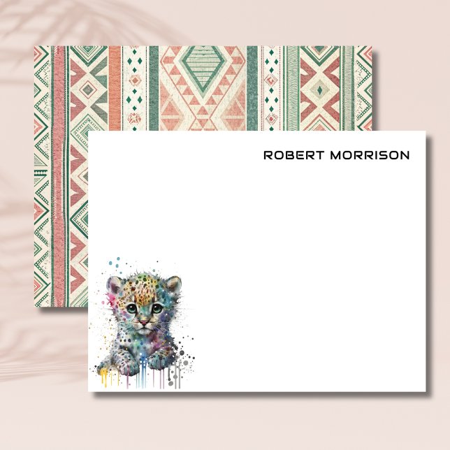 Watercolor Leopard Elegant Stationery Note Card (Creator Uploaded)