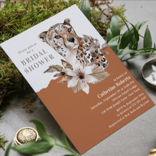 Watercolor Leopard Floral Bridal Shower Invitation