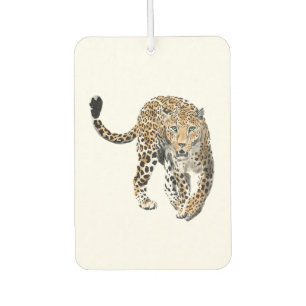 watercolor leopard jungle cat painted animal green car air freshener