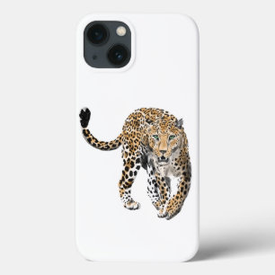 watercolor leopard jungle cat painted animal green iPhone 13 case