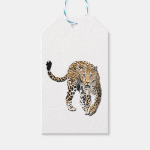 watercolor leopard jungle cat painted animal green gift tags