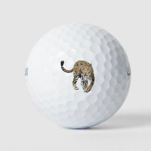 watercolor leopard jungle cat painted animal green golf balls
