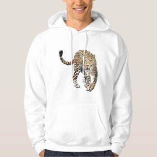 watercolor leopard jungle cat painted animal green hoodie
