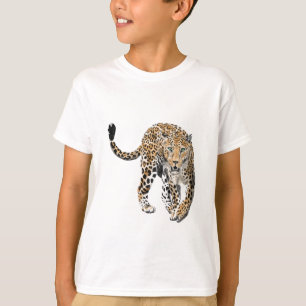 watercolor leopard jungle cat painted animal green T-Shirt