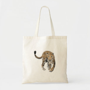 watercolor leopard jungle cat painted animal green tote bag